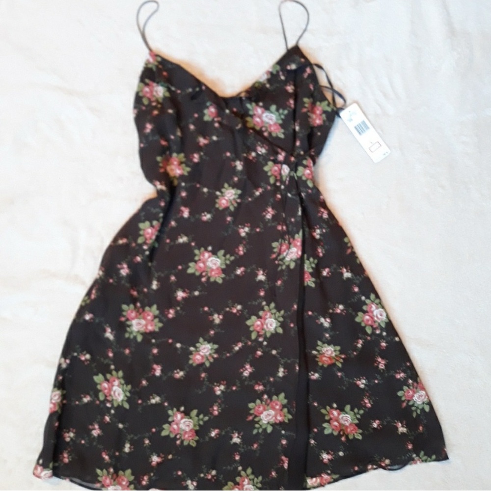 Ralph Lauren Brown Floral Strapless Dress